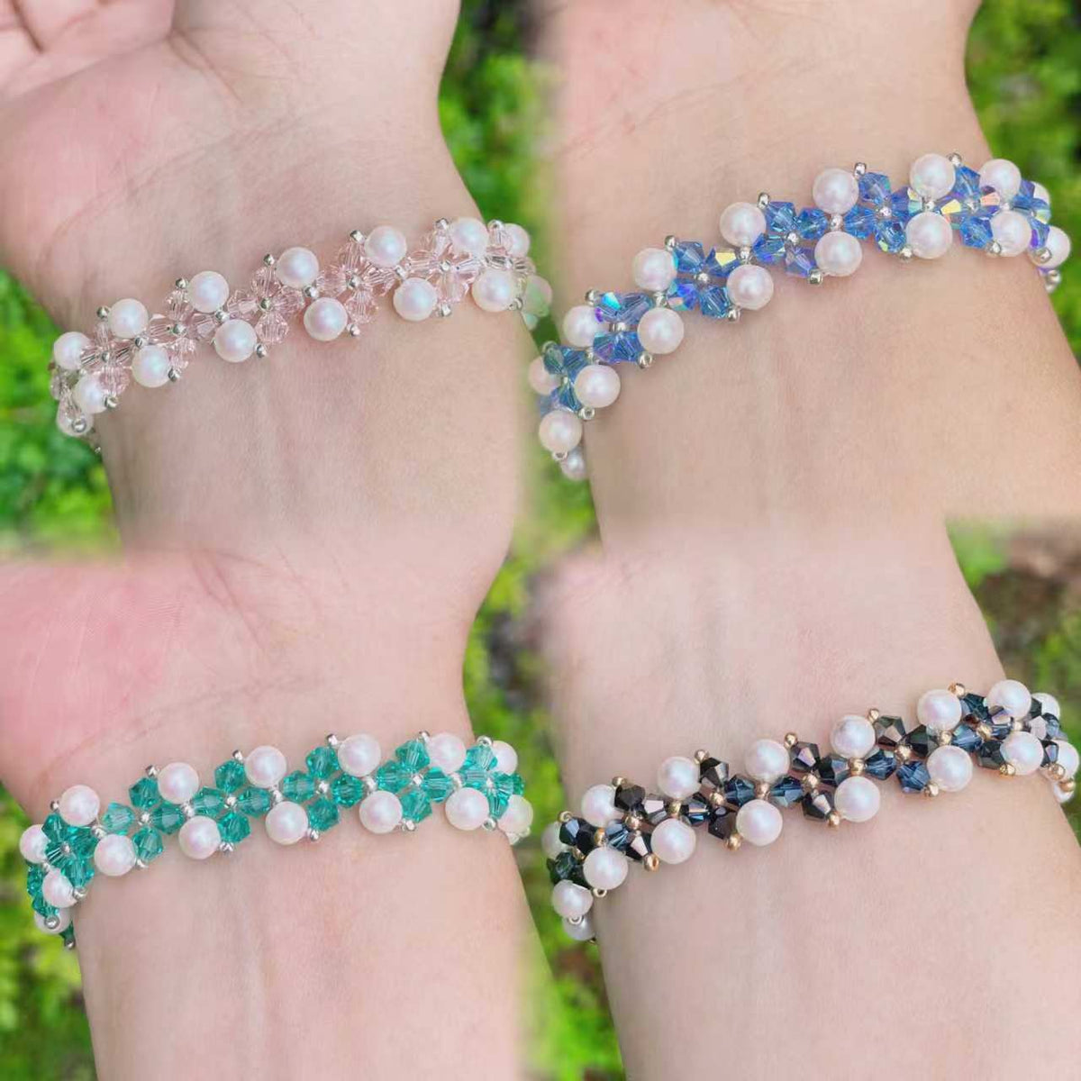 Crystal Pearl Line Bracelets