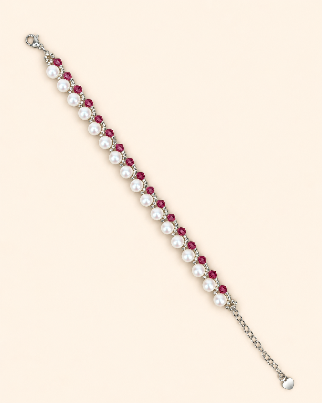 Ruby Pearl Line Bracelet