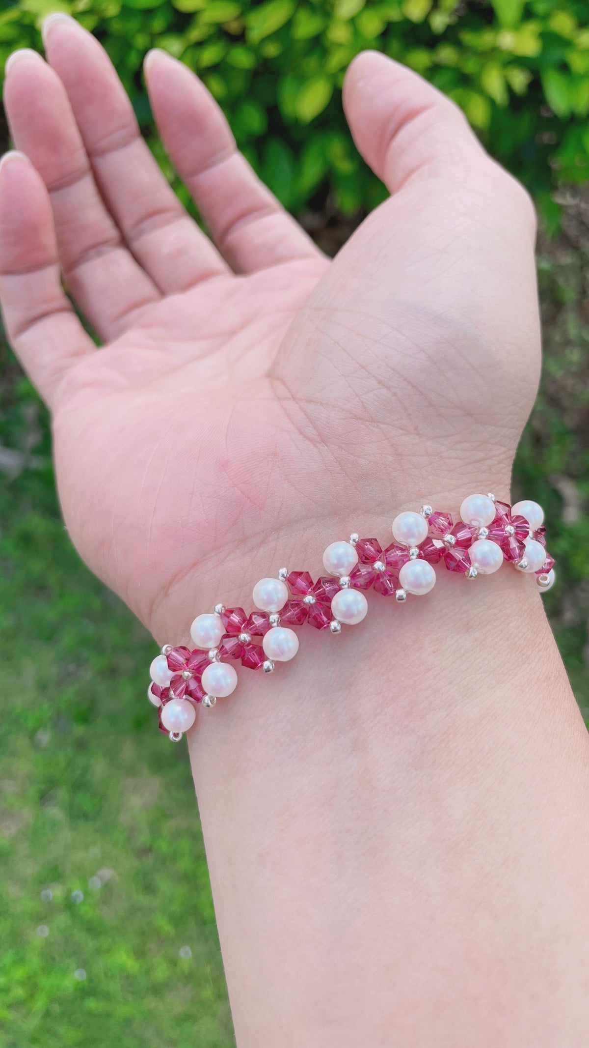 Ruby Bloom Pearl Bracelet